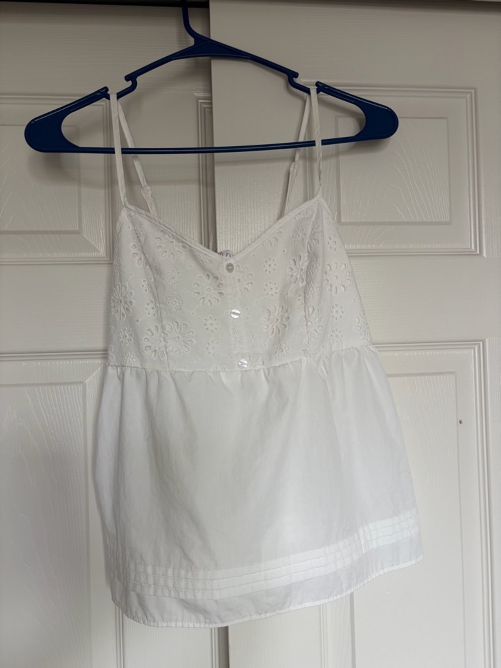 White Eyelet Spaghetti Strap Blouse